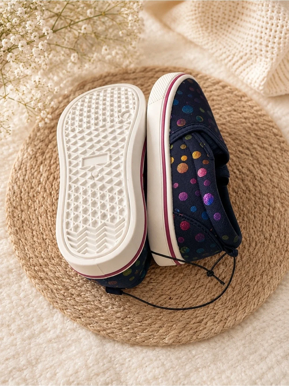 Kids Slip-On Sneakers in Rainbow Dot Print